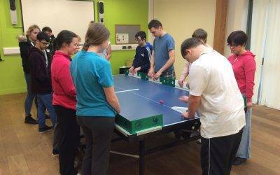 Students try Table Cricket