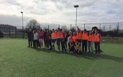 Fairfield Farm College students vs staff in Sports Relief Football challenge!