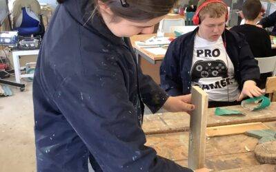 Fairfield Farm College students practice their wood-work skills