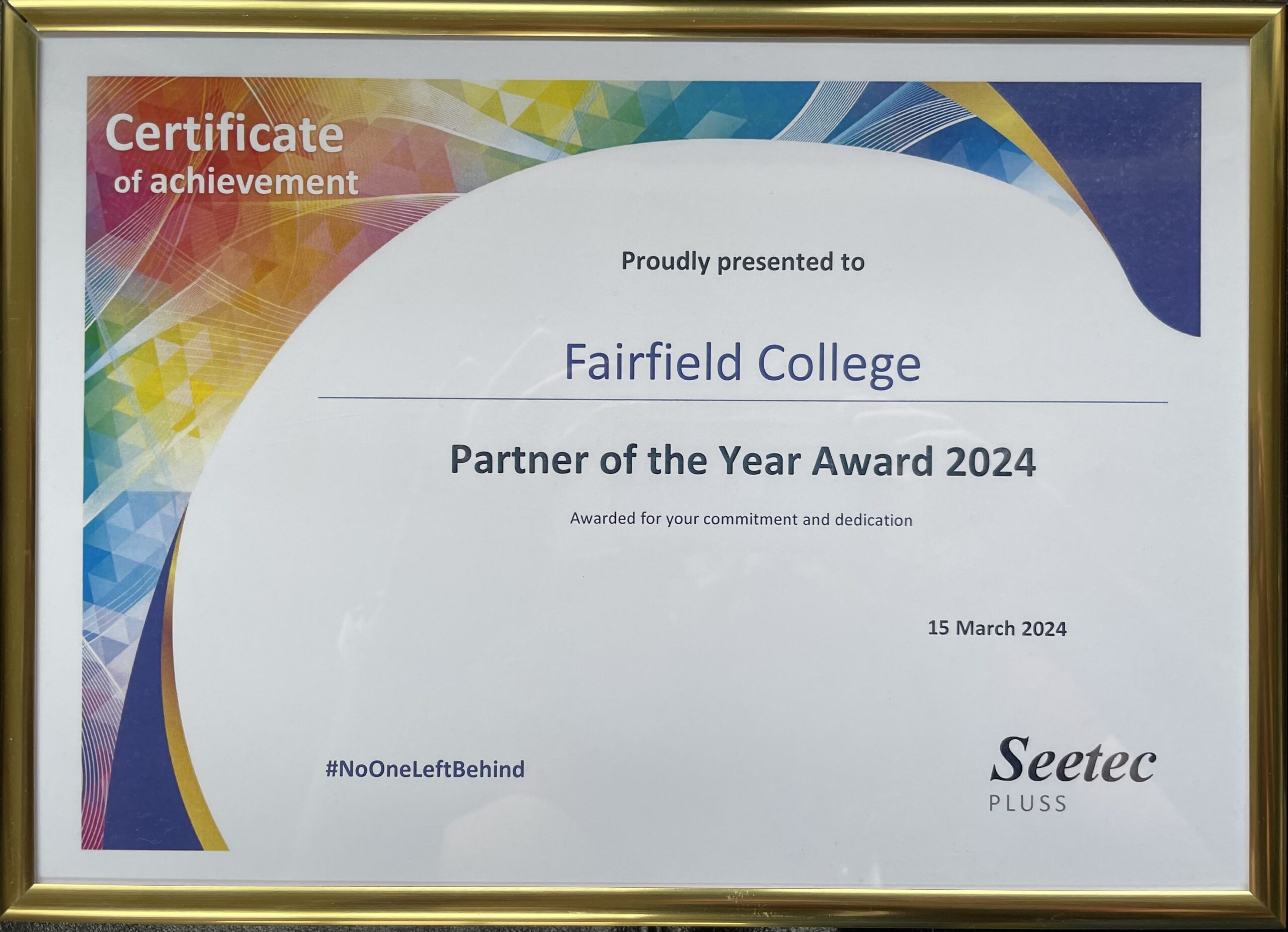 Partner of the year 2024 from Seetec Pluss.